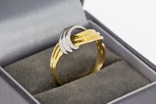 18 karaat bicolor gouden gevlochten Knoop ring - 18,3 mm