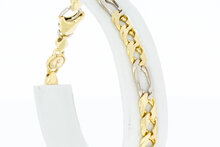 18 Karaat bicolor gouden Figaro armband - 20,2 cm