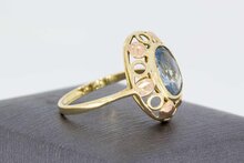 Vintage Aquamarijn ring 14 Karaat goud - 18,5 mm