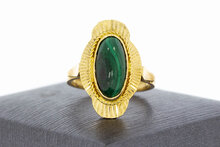 18 Karaat Vintage gouden Malachiet ring - 17,7 mm
