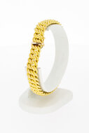 18 Karaat gouden brede gevlochten armband - 20,5 cm