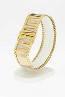 14 Karaat tricolor gouden brede armband - 20,2 cm