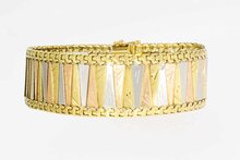 14 Karaat tricolor gouden brede armband - 20,2 cm