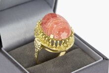 14 Karaat geel gouden Retro ring met Rodoliet - 19,6 mm