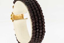4-rijig Granaat armband met Gouden sluiting-19  cm
