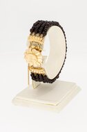 4-rijig Granaat armband met Gouden sluiting-19  cm