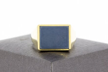14 Karaat gouden Zegelring met Blauwe Lagensteen - 19,5 mm
