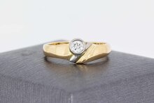 14 karaat gouden Solitaire diamant ring - 17,6 mm