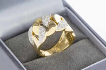 18 Karat Gold Bandring mit Diamant - 17,6 mm