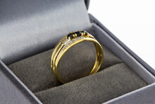 Bicolor 18 Karaat gouden Saffier ring met Diamant -  17,4 mm