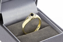 Entourage Saffier ring met Diamant 14 Karaat goud - 18,2 mm