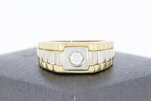 14 Karaat gouden Rolex style ring met Saffier - 19 mm