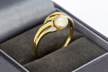 585 Perlen Goldring mit Diamant - 20,2 mm
