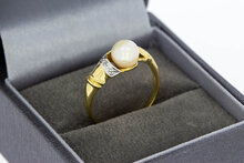 Perlenring mit Diamant 18 Karat Gold - 17,2 mm
