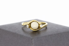 14 Karaat gouden Parel ring met Zirkonia - 18,4 mm