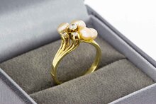 585 Goldring mit Perle und Diamant - 15,8 mm