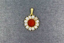 Vintage Rote Koralle Anh&auml;nger 14 Karat Gold - 1,5 cm