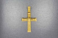 Kreuzkettenanh&auml;nger 750 Gold - 6,1 cm