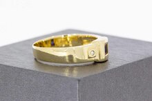 750 Gold Saphir Ring mit Diamant - 19,3 mm