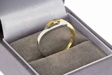 Bicolor 585 Goldring mit Diamant - 17,9 mm
