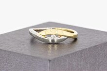 Bicolor 585 Goldring mit Diamant - 17,9 mm