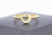 585 Halbmondring mit Diamant - 17 mm