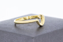 585 Halbmondring mit Diamant - 18 mm
