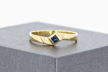 Geschwungene 14 Karat Gold Saphir Ring - 16,5 mm