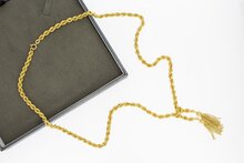 18 Karat Kordel Goldkette mit Anh&auml;nger - 60,1 cm