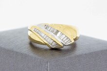 Bicolor 18 Karat Gold Bandring mit Diamant - 18,5 mm