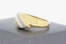 Bicolor 18 Karat Gold Bandring mit Diamant - 18,5 mm