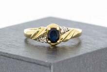 Saphirring 14 Karat Gold mit Diamant - 17,8