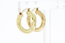 14 Karat profilierte Gold Kreolen - 24 mm