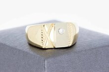 14 Karat Gold M&auml;nnerring mit Zirkonia - 18,9 mm