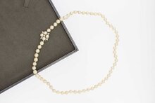 585 Cultiv&eacute; Perlenkette mit Diamant - 46,4 cm