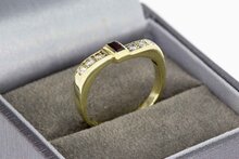 585 Gold Rubin Ring mit Diamant - 17,6 mm