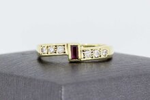 585 Gold Rubin Ring mit Diamant - 17,6 mm