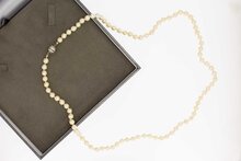 585 Perlenkette mit  Diamant - 73 cm