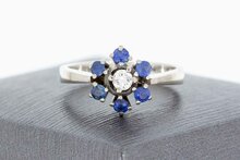 585 Goldring mit Diamant und Saphir - 17,9 mm