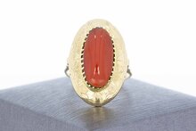 14 Karat Rote Koralle Damenring - 18,5 mm