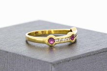 Rubin Goldring mit Diamant 18 Karat - 16,8 mm