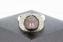 750 Perlenring mit Diamant - 17,1 mm