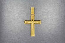 Kreuzkette Anh&auml;nger 750 Gold - 6,1 cm