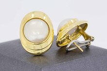 750 Gold Ohrclips mit Perle - 2,3 cm