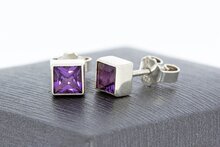 Silber Ohrstecker mit Amethyst - 0,6 cm