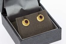 Granat Ohrstecker Damen 14 Karat Gold - 0,8 cm