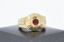 Herren Ring mit Rubin 14 Karat Gold - 20,5 mm