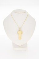 18 Karat bicolor Gold Kreuz Anh&auml;nger