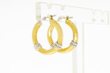 Bicolor Ohrringe 18 Karat Gold - 2 cm