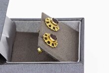 Granat Ohrstecker 585 Gelbgold - 1 cm